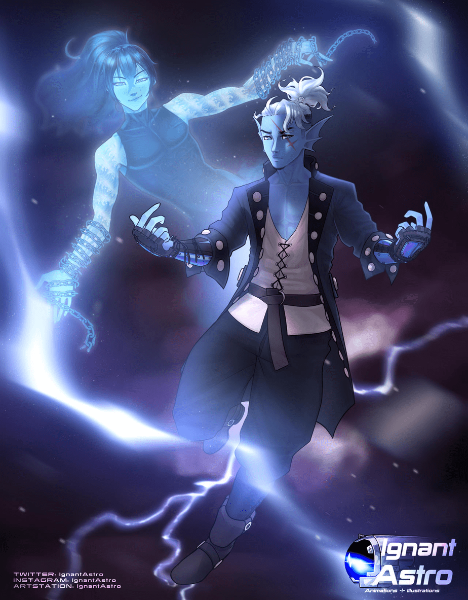 A male genasi way of the astral monk manifests their astral copy.