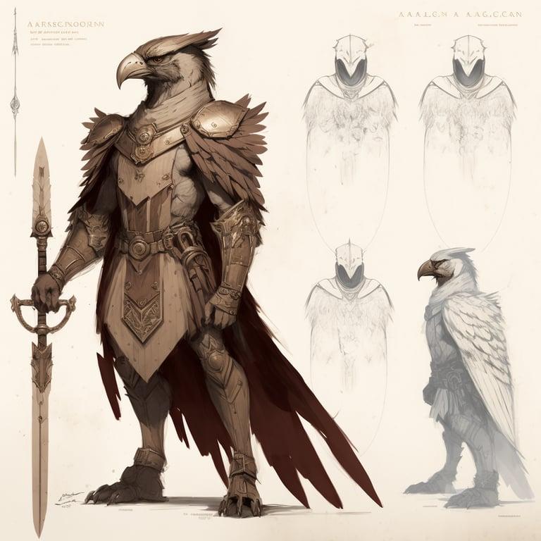 An Aarakocra paladin with an exotic weapon